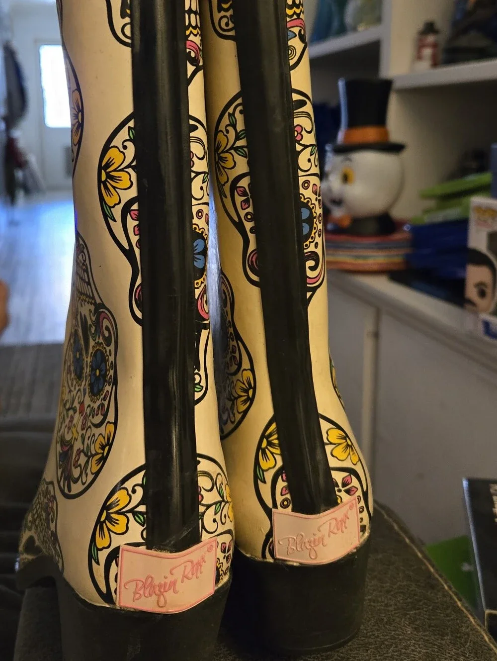Blazin Roxx Sugar Skull Printed Women's Rubber Western Boots - White Multi, 8